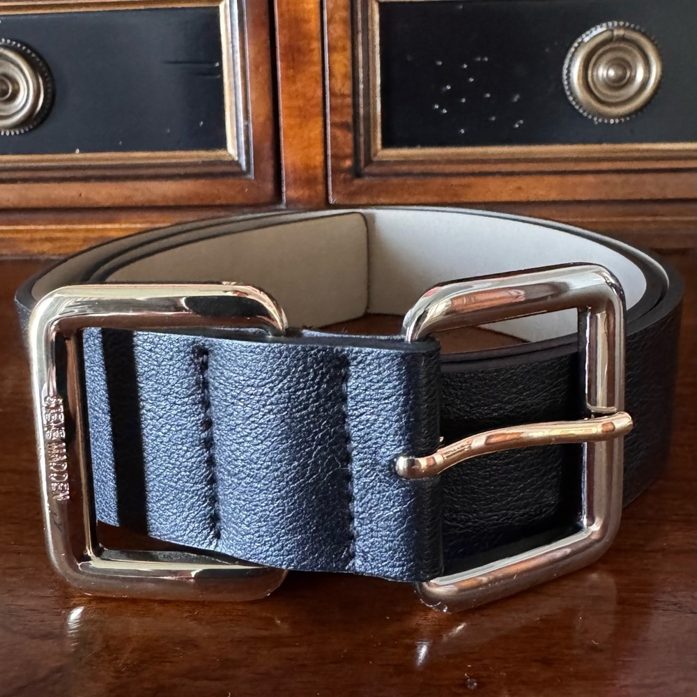 Steve Madden Ladies Silver/Gold Dup Buckle Belt
